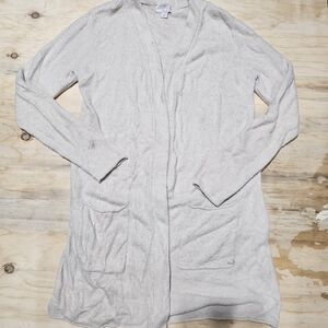 Barefoot Dreams Cozy Chic Lite Cream Open Front Long Cardigan Cozy Loungewear